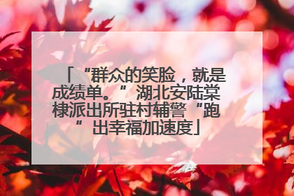 “群众的笑脸，就是成绩单。”湖北安陆棠棣派出所驻村辅警“跑”出幸福加速度