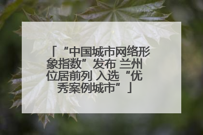 “中国城市网络形象指数”发布 兰州位居前列 入选“优秀案例城市”