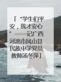 “学生们平安，我才安心”——记广西河池市凤山县民族中学党员教师汤冬萍