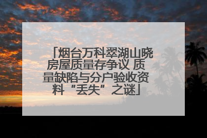 烟台万科翠湖山晓房屋质量存争议 质量缺陷与分户验收资料“丢失”之谜