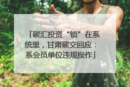 碳汇投资“锁”在系统里，甘肃碳交回应：系会员单位违规操作