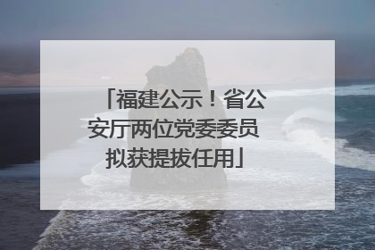 福建公示！省公安厅两位党委委员拟获提拔任用
