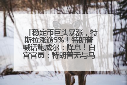 稳定币巨头暴涨，特斯拉涨逾5%！特朗普喊话鲍威尔：降息！白宫官员：特朗普无与马斯克交谈计划，他正考虑卖掉红色特斯拉