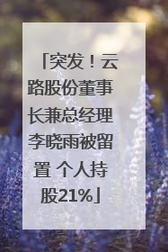 突发！云路股份董事长兼总经理李晓雨被留置 个人持股21%