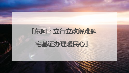 东阿：立行立改解难题 宅基证办理暖民心