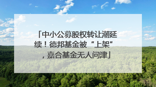 中小公募股权转让潮延续！德邦基金被“上架”，嘉合基金无人问津
