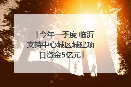 今年一季度 临沂支持中心城区城建项目资金5亿元