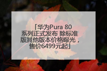 华为Pura 80系列正式发布 除标准版其他版本价格曝光，售价6499元起
