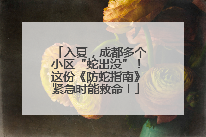 入夏，成都多个小区“蛇出没”！这份《防蛇指南》紧急时能救命！