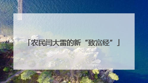 农民闫大雷的新“致富经”