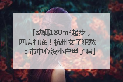 动辄180m²起步，四房打底！杭州女子犯愁：市中心没小户型了吗