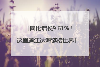 同比增长9.61%！这里通江达海链接世界