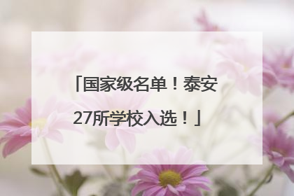 国家级名单！泰安27所学校入选！