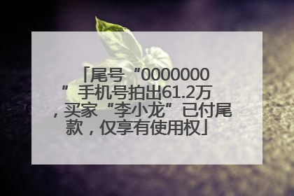 尾号“0000000”手机号拍出61.2万，买家“李小龙”已付尾款，仅享有使用权