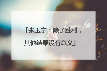 张玉宁：除了胜利，其他结果没有意义