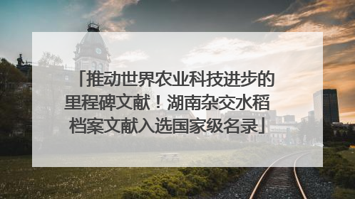 推动世界农业科技进步的里程碑文献！湖南杂交水稻档案文献入选国家级名录