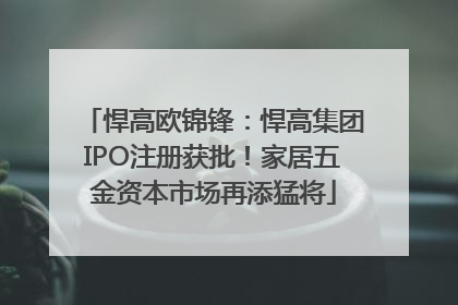 悍高欧锦锋：悍高集团IPO注册获批！家居五金资本市场再添猛将