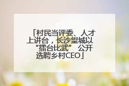 村民当评委、人才上讲台，长沙望城以“擂台比武” 公开选聘乡村CEO