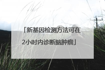 新基因检测方法可在2小时内诊断脑肿瘤