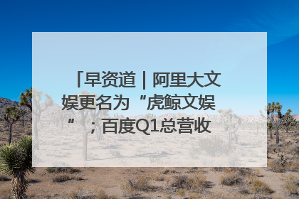 早资道｜阿里大文娱更名为“虎鲸文娱”；百度Q1总营收325亿元超预期
