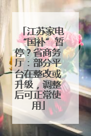 江苏家电“国补”暂停？省商务厅：部分平台在整改或升级，调整后可正常使用