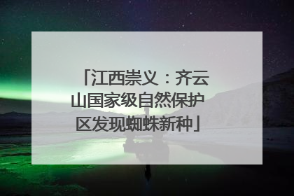 江西崇义：齐云山国家级自然保护区发现蜘蛛新种