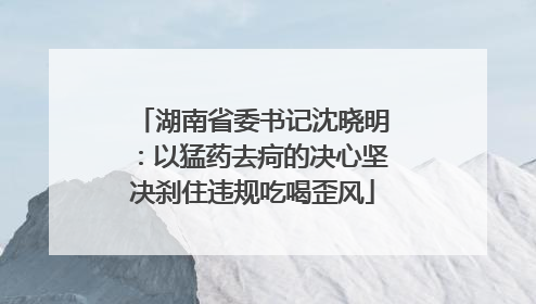 湖南省委书记沈晓明：以猛药去疴的决心坚决刹住违规吃喝歪风