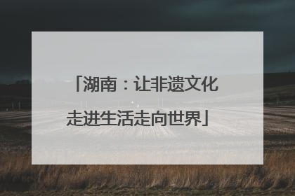 湖南：让非遗文化走进生活走向世界