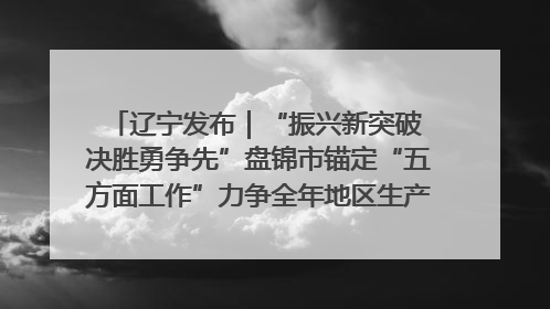 辽宁发布｜“振兴新突破 决胜勇争先”盘锦市锚定“五方面工作”力争全年地区生产总值增长5.5%左右