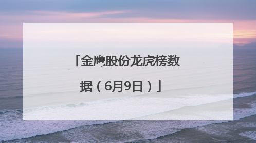金鹰股份龙虎榜数据（6月9日）