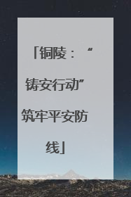 铜陵：“铸安行动”筑牢平安防线
