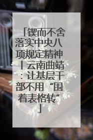 锲而不舍落实中央八项规定精神丨云南曲靖：让基层干部不用“围着表格转”