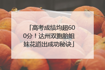 高考成绩均超600分！达州双胞胎姐妹花道出成功秘诀