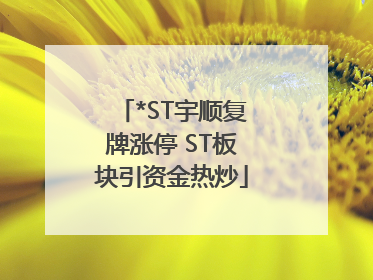 *ST宇顺复牌涨停 ST板块引资金热炒
